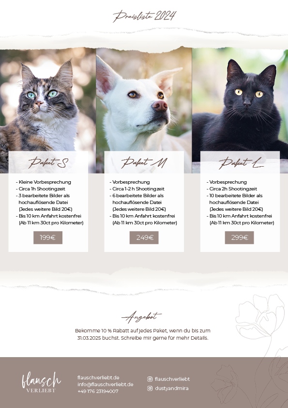 Preisliste Flauschverliebt Fotografie